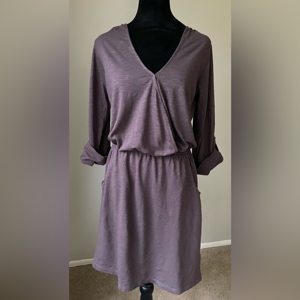 Lilla P 3/4 Sleeve MIDI Wrap Dress in Plum